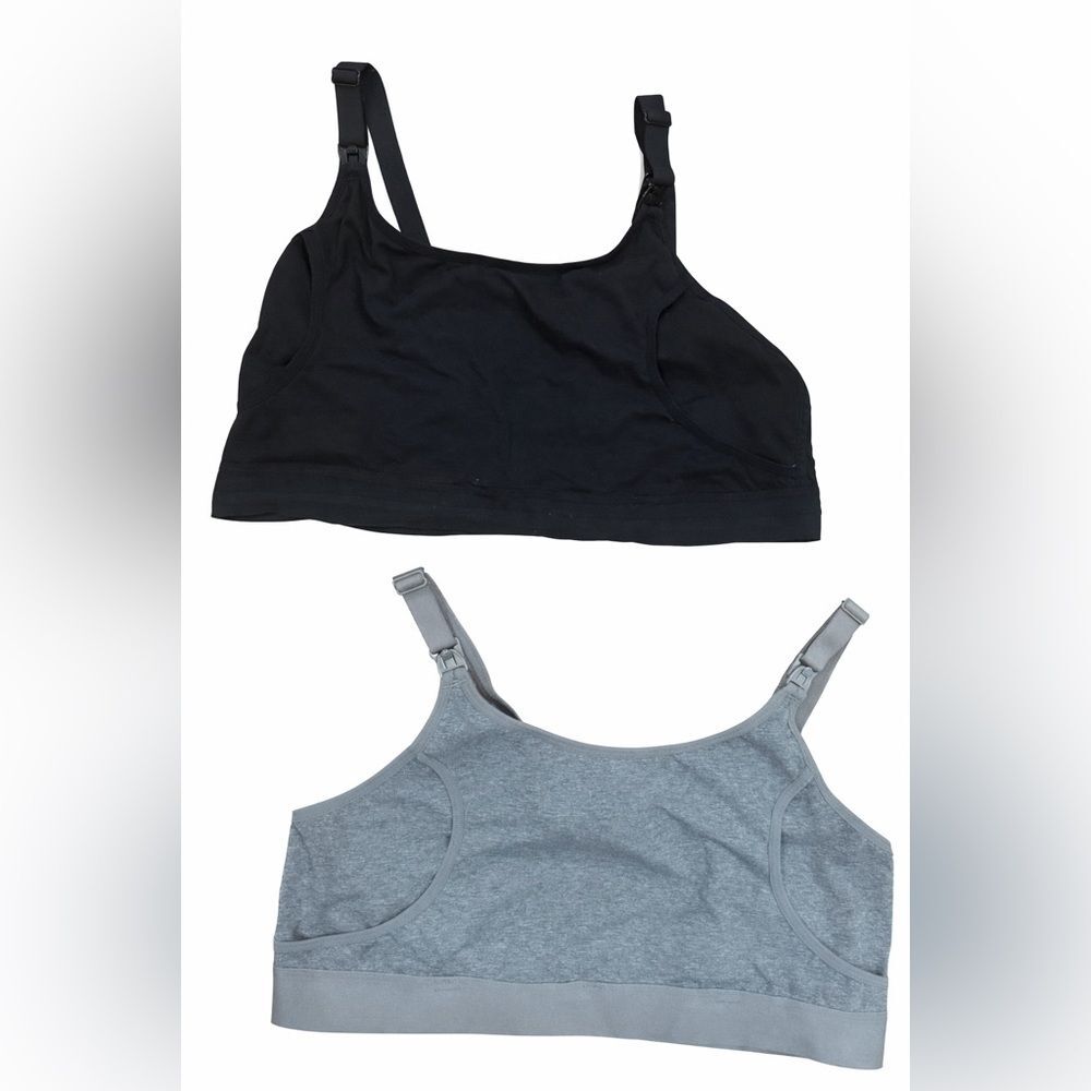 Nursing Pumping Maternity Bras Size XL Black Gray Hands Free Wireless Set of 2